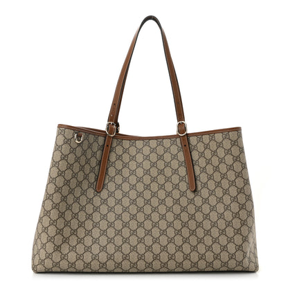 Gucci GG Supreme Monogram Emblem Maxi Tote Bag Beige Dark Brown 1 of 10