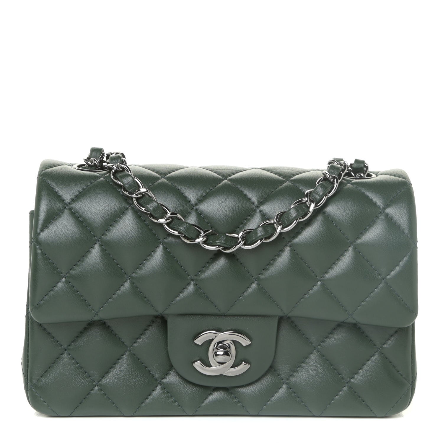 Chanel Lambskin Quilted Mini Rectangular Flap Green 1 of 15
