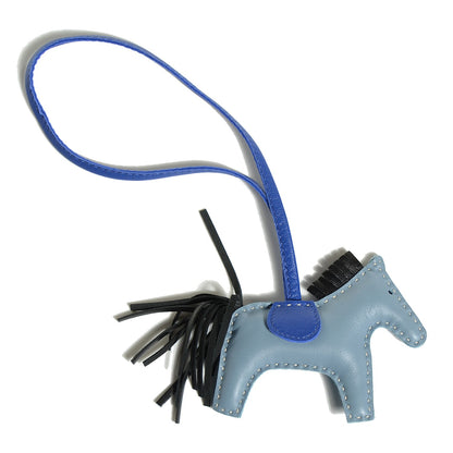 Hermes Milo Lambskin Grigri Rodeo Horse Bag Charm PM Bleu Lin Bleu Electrique Noir 1 of 4