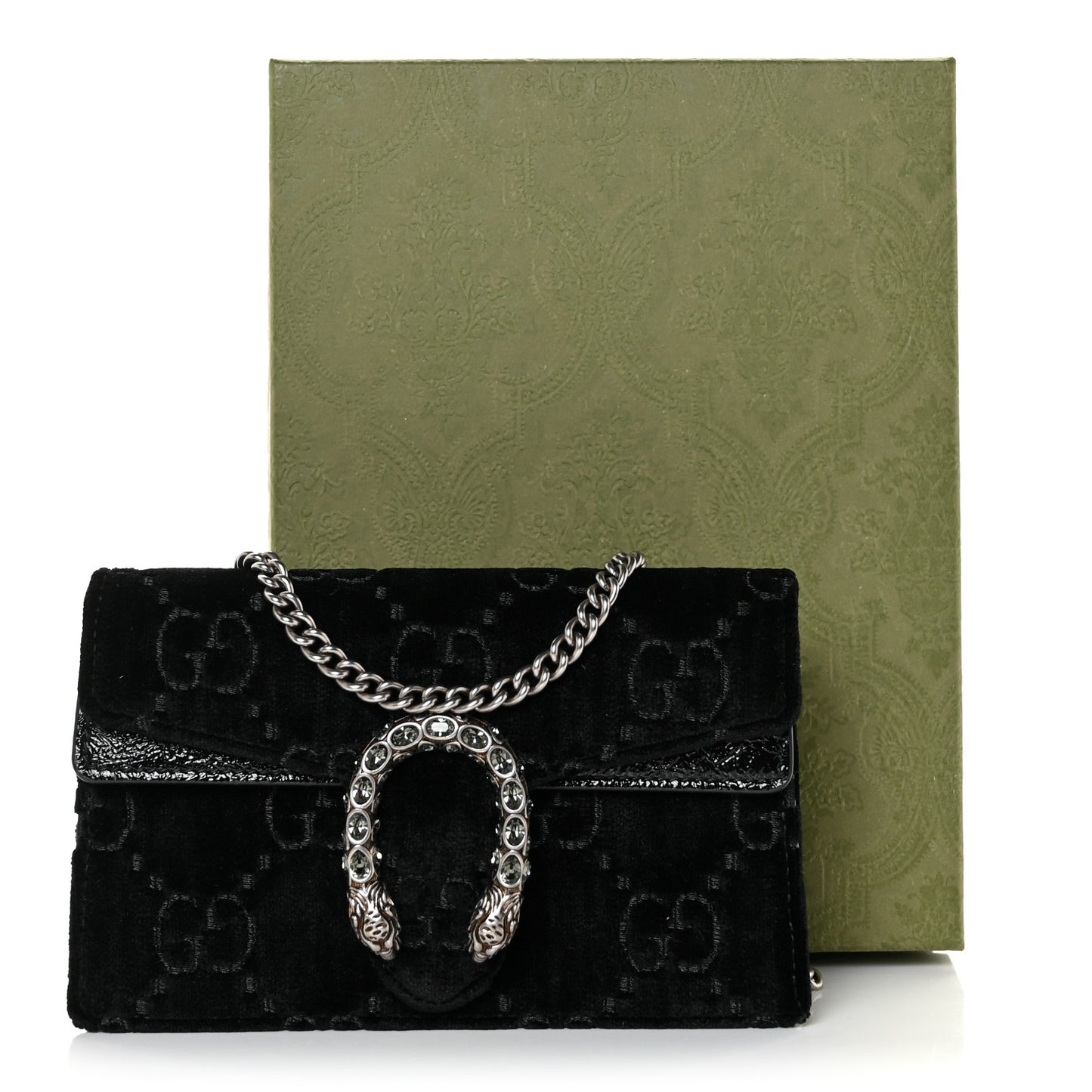Velvet GG Monogram Super Mini Dionysus Shoulder Bag Black