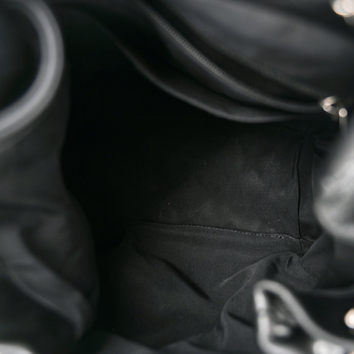 Lambskin Quilted CC Chain Drawstring Tote Black