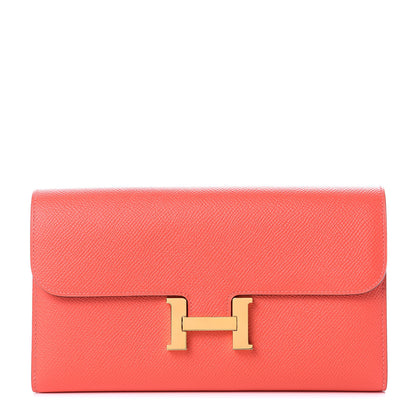 Hermes Epsom Constance Long Wallet Rose Jaipur 1 of 9