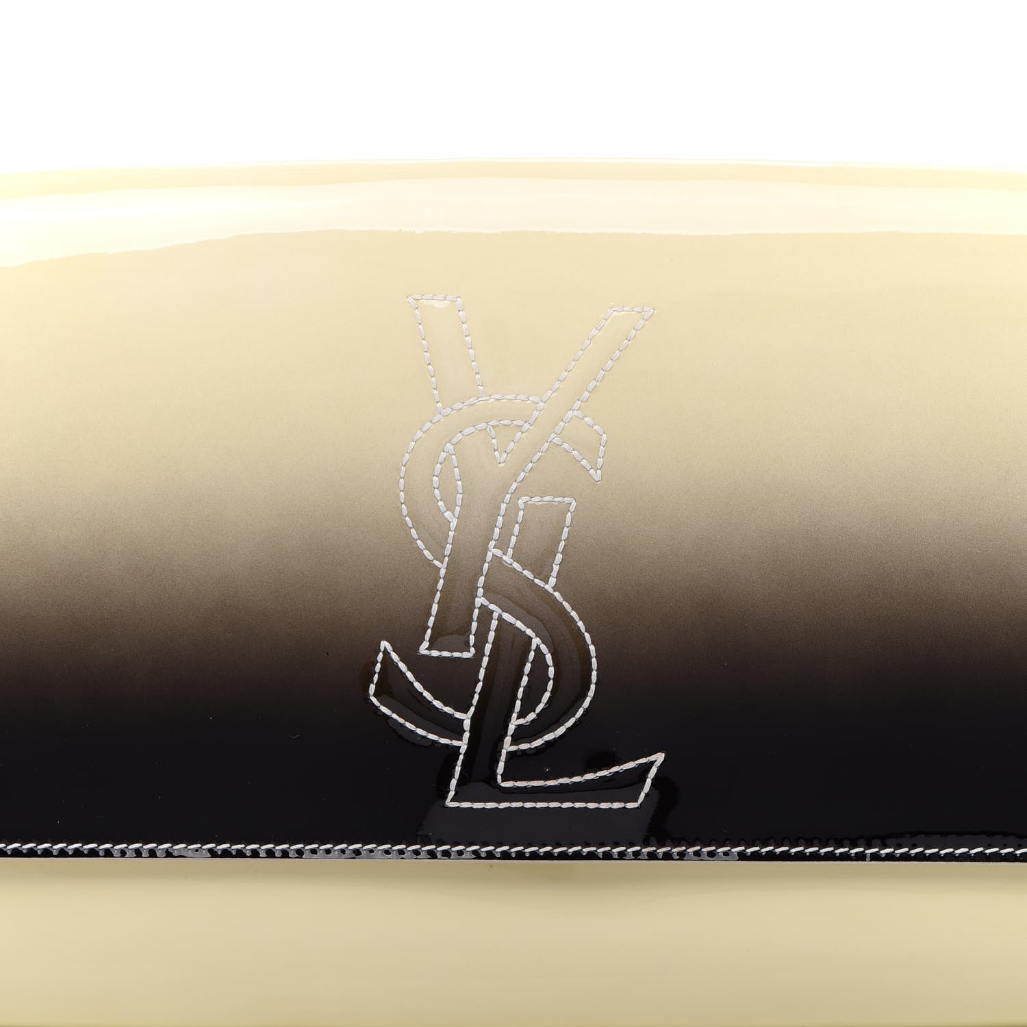 Saint Laurent Patent Calfskin Ombre Monogram Large Belle De Jour Clutch Ivory Black 8 of 10