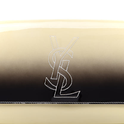 Saint Laurent Patent Calfskin Ombre Monogram Large Belle De Jour Clutch Ivory Black 8 of 10