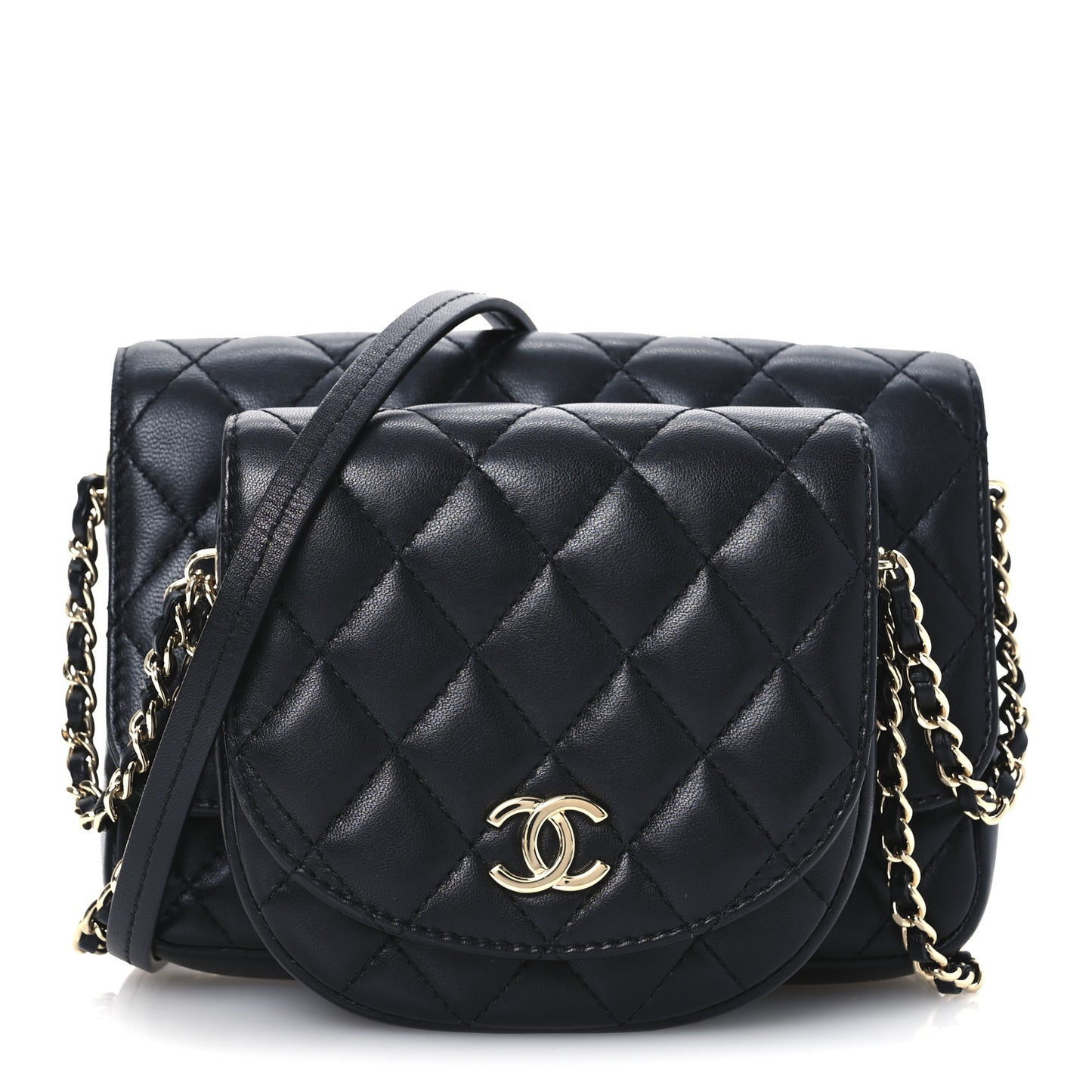 Lambskin Quilted Side Packs Black