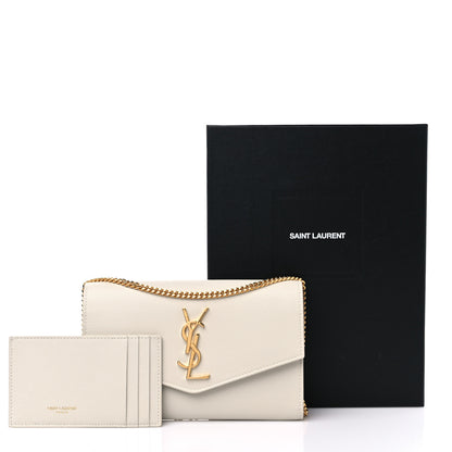 Saint Laurent Grain De Poudre Monogram Uptown Chain Wallet Crema Soft 11 of 11