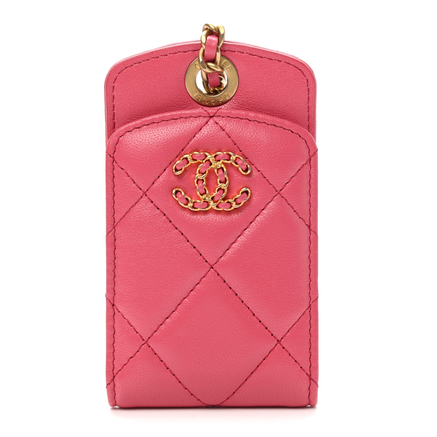 Chanel Lambskin Quilted Chanel 19 Luggage Tag Pink 1 of 8