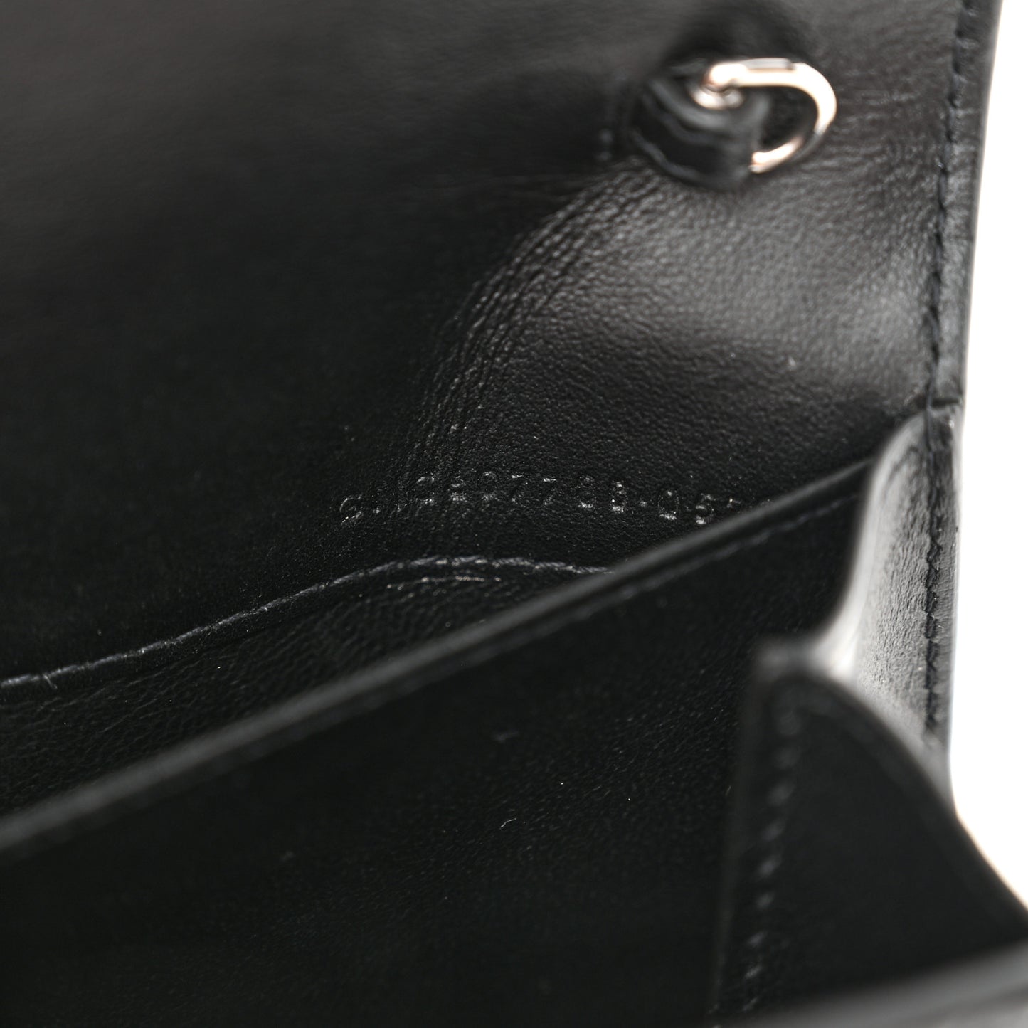 Calfskin Crocodile Embossed Monogram Uptown Chain Wallet Black
