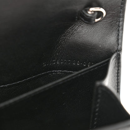Saint Laurent Calfskin Crocodile Embossed Monogram Uptown Chain Wallet Black 7 of 11
