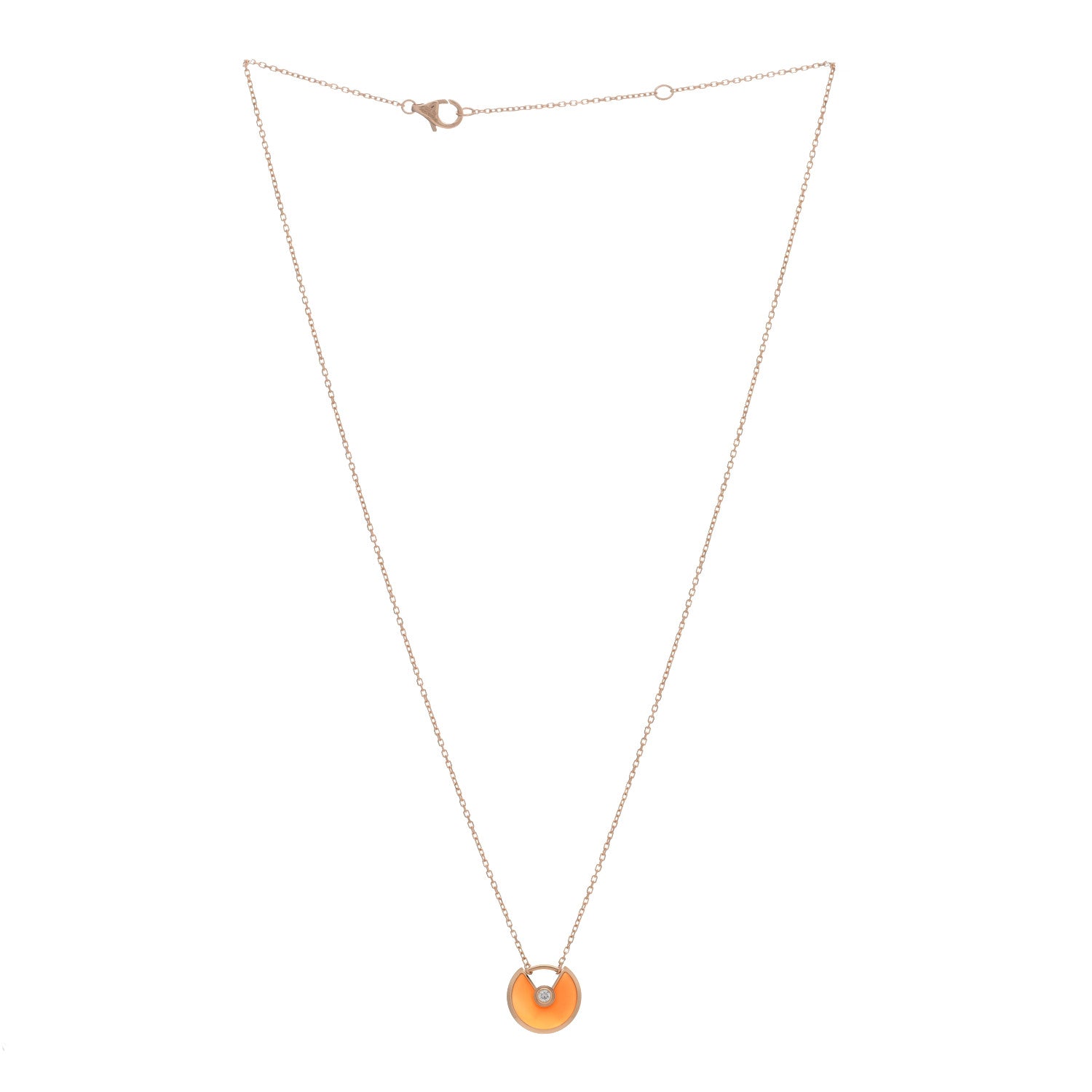 Cartier 18K Pink Gold Diamond Carnelian XS Amulette Pendant Necklace 2 of 5