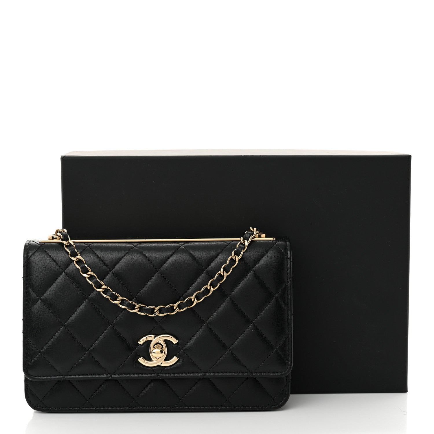 Chanel Lambskin Quilted Trendy CC Wallet On Chain WOC Black 14 of 14