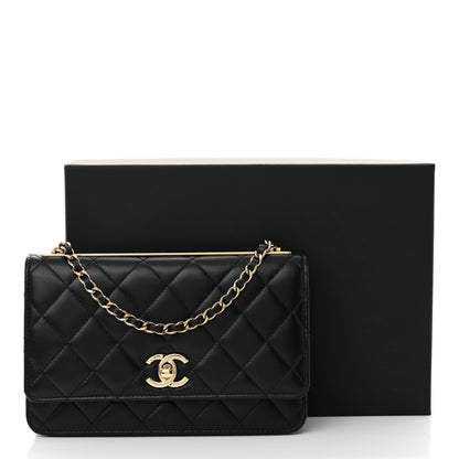 Chanel Lambskin Quilted Trendy CC Wallet On Chain WOC Black 14 of 14