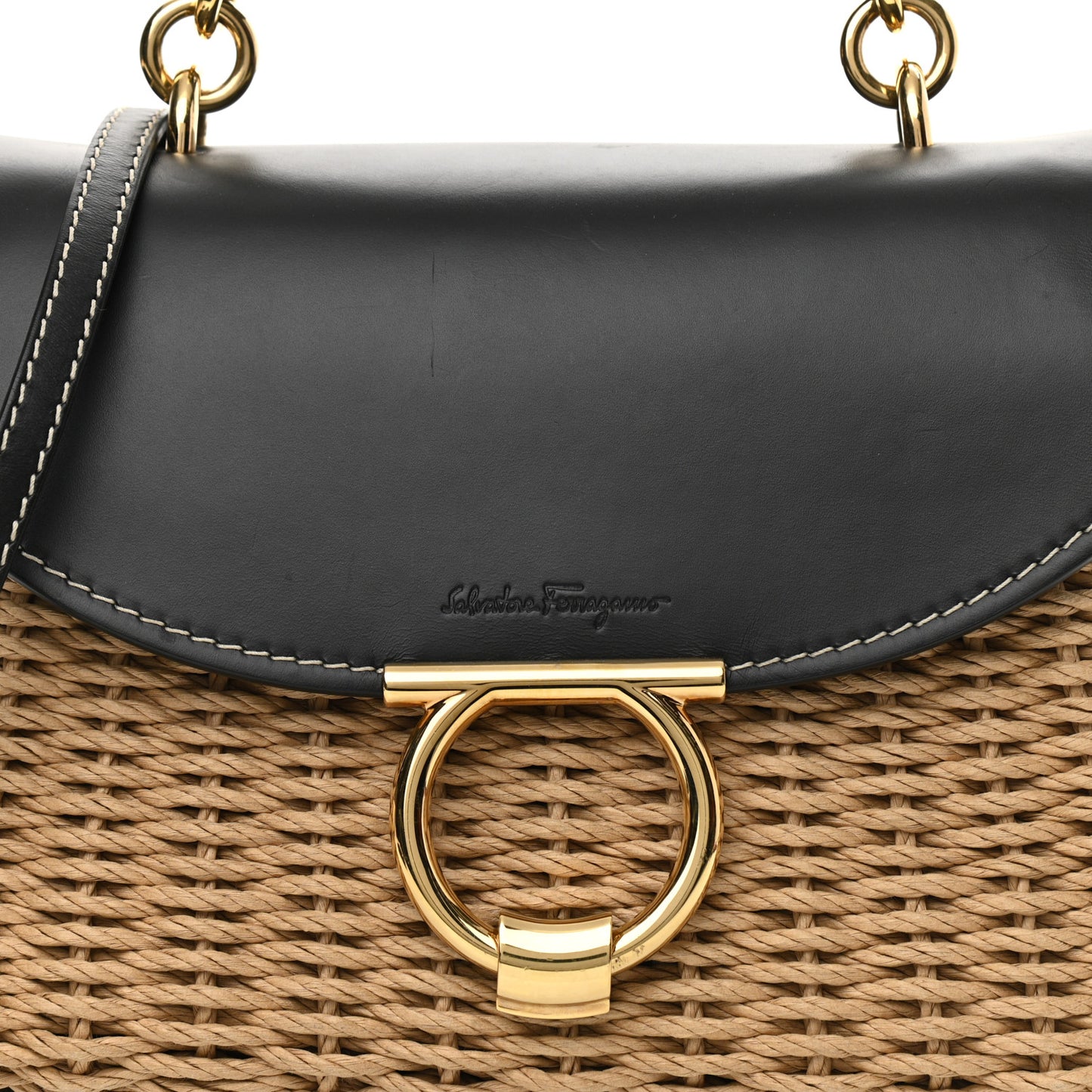 Calfskin Wicker Margot Top Handle Satchel Black