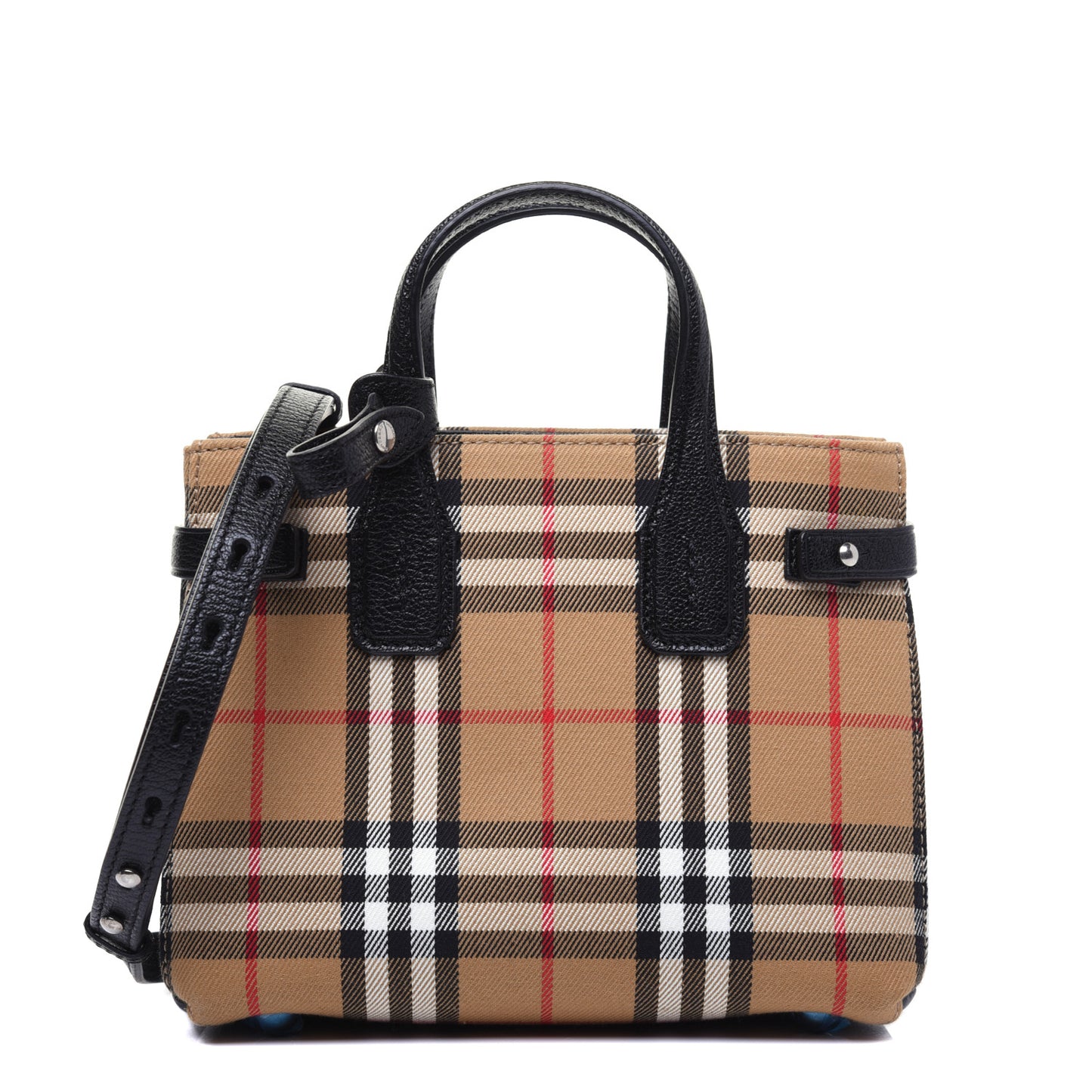 Goatskin Vintage Check Baby Banner Tote Black