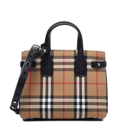 Burberry Goatskin Vintage Check Baby Banner Tote Black 1 of 17