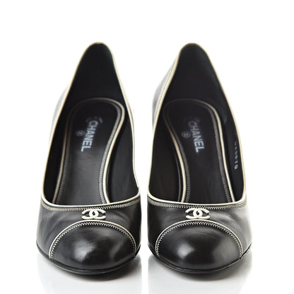 Chanel Lambskin CC Cap Toe Pumps 37 Black White 2 of 13