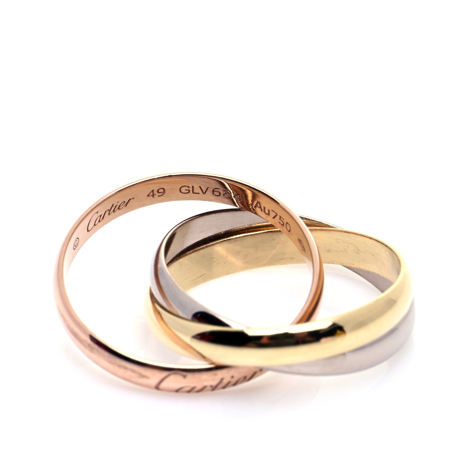 Cartier 18K Pink Yellow White Gold Classic Trinity Ring 49 5 4 of 5