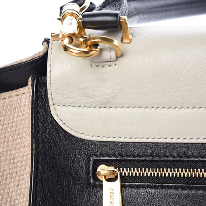 Celine Smooth Calfskin Linen Medium Tri-Color Trapeze Cream 17 of 17