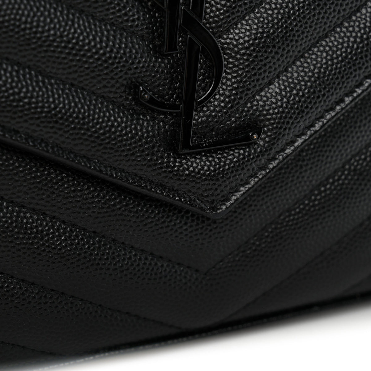 Grain De Poudre Matelasse Chevron Monogram Monochrome Chain Wallet Black