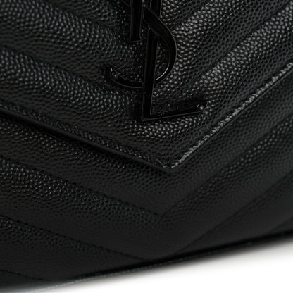 Saint Laurent Grain De Poudre Matelasse Chevron Monogram Monochrome Chain Wallet Black 12 of 12
