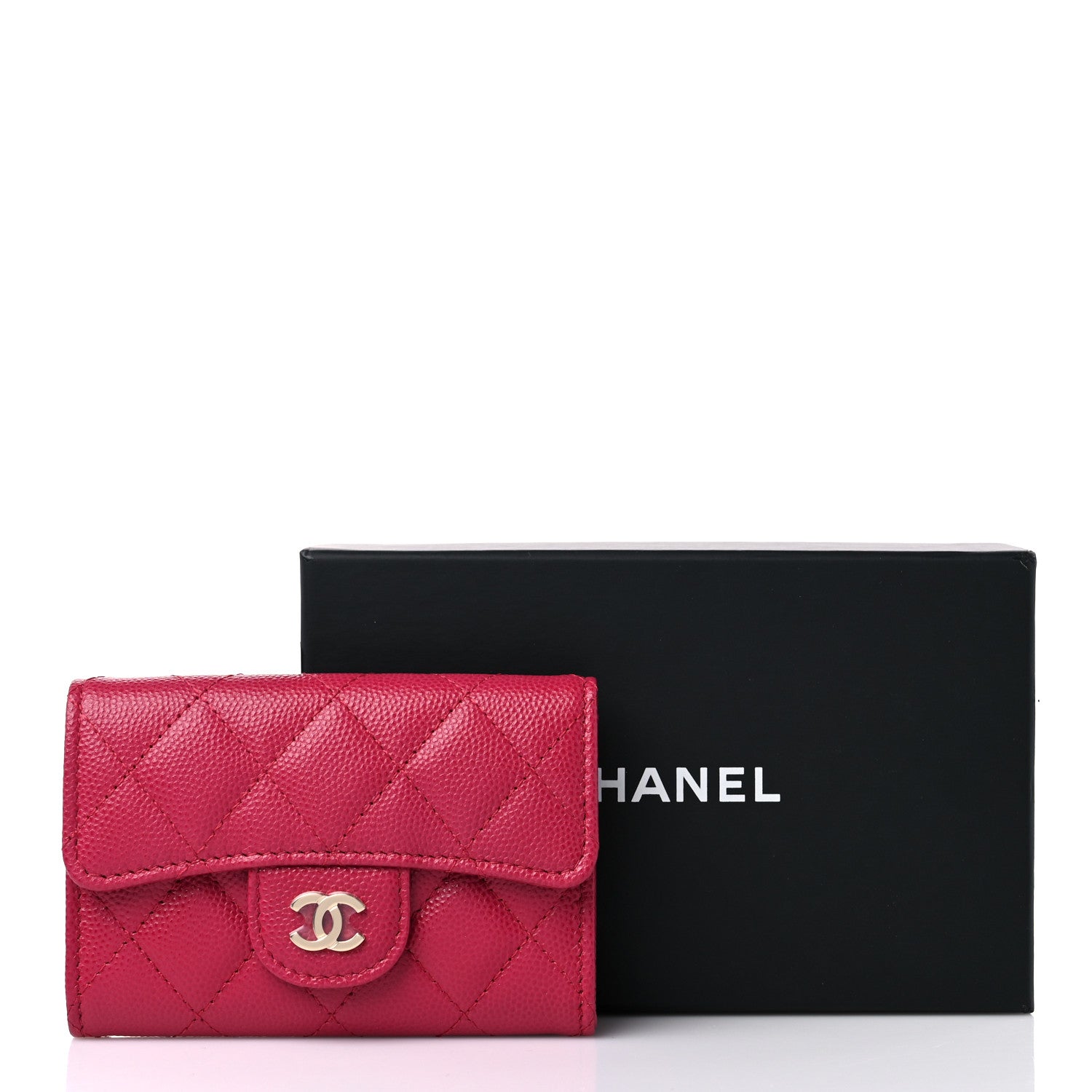 Chanel Caviar Quilted Flap Card Holder Wallet Dark Pink 9 of 9