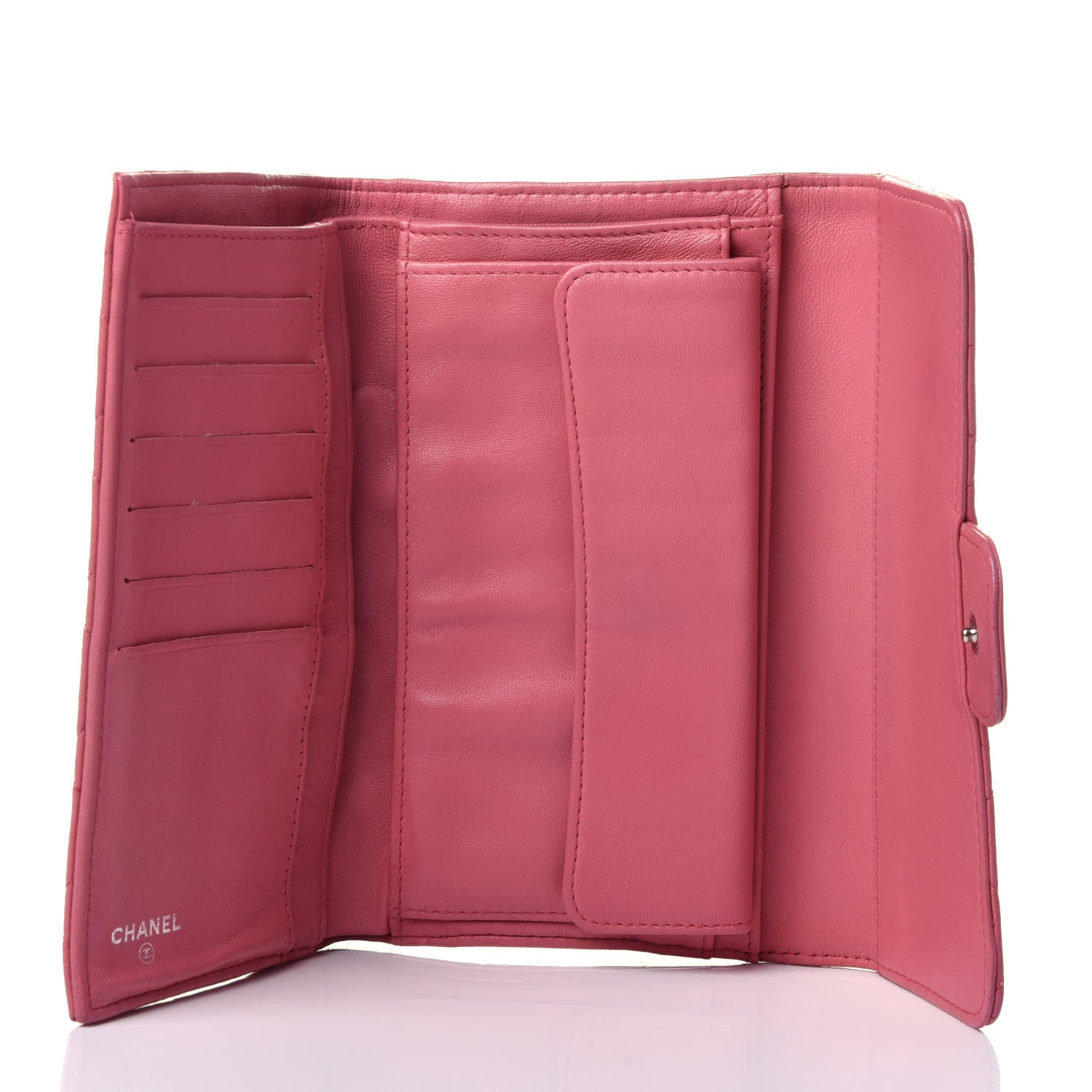 Chanel Lambskin Quilted Large Flap Wallet Pink 3 of 4