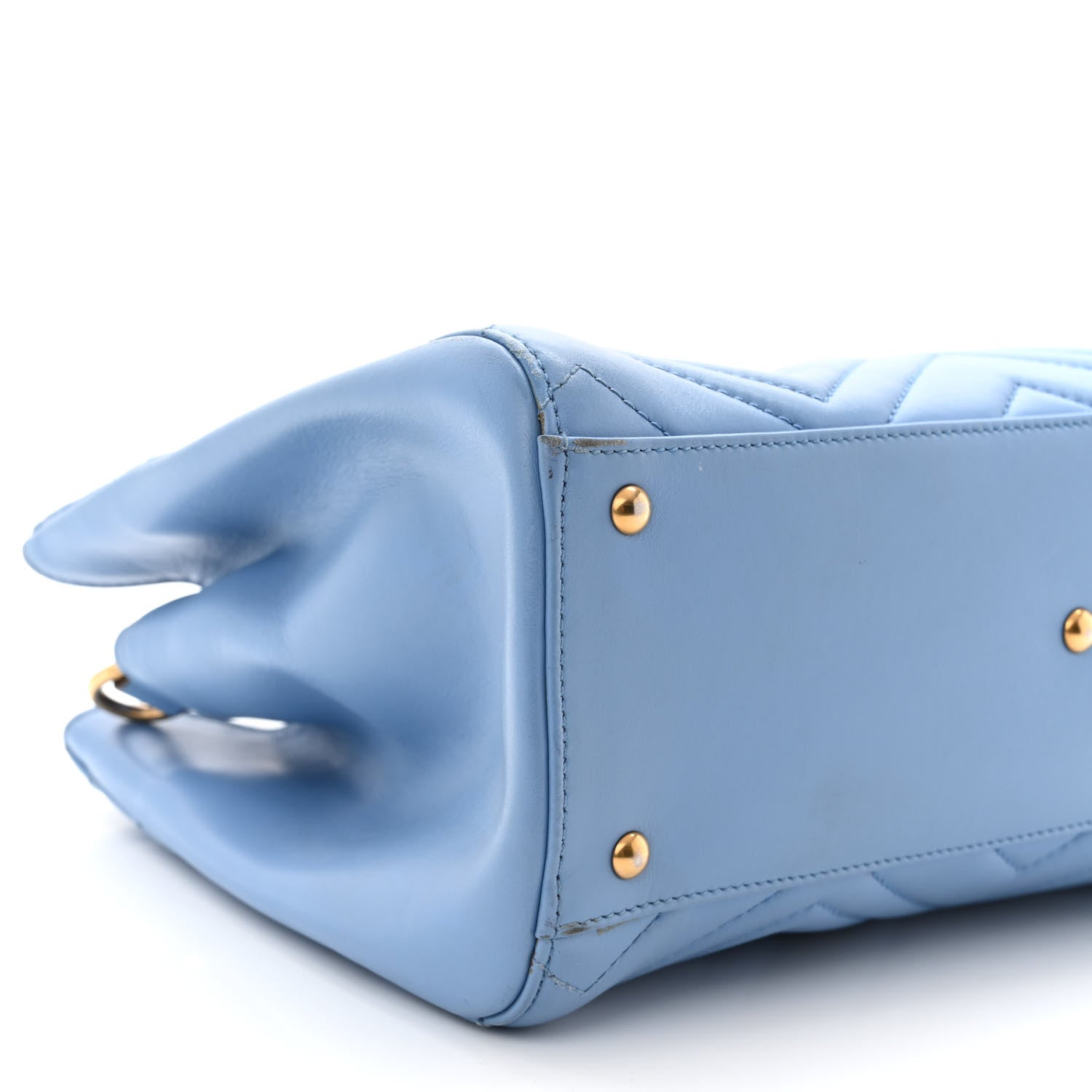 Gucci Calfskin Matelasse Small GG Marmont Tote Clear Sky Blue 9 of 12
