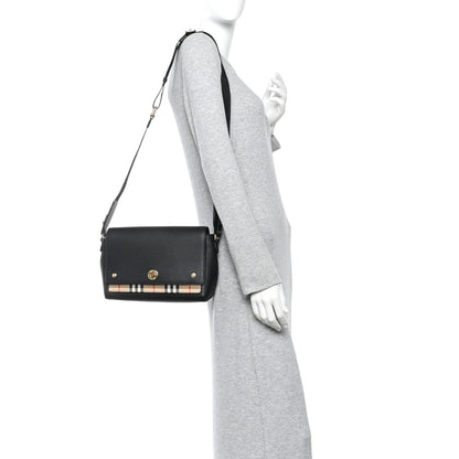 Burberry Grainy Calfskin Vintage Check Note Crossbody Bag Black 2 of 9