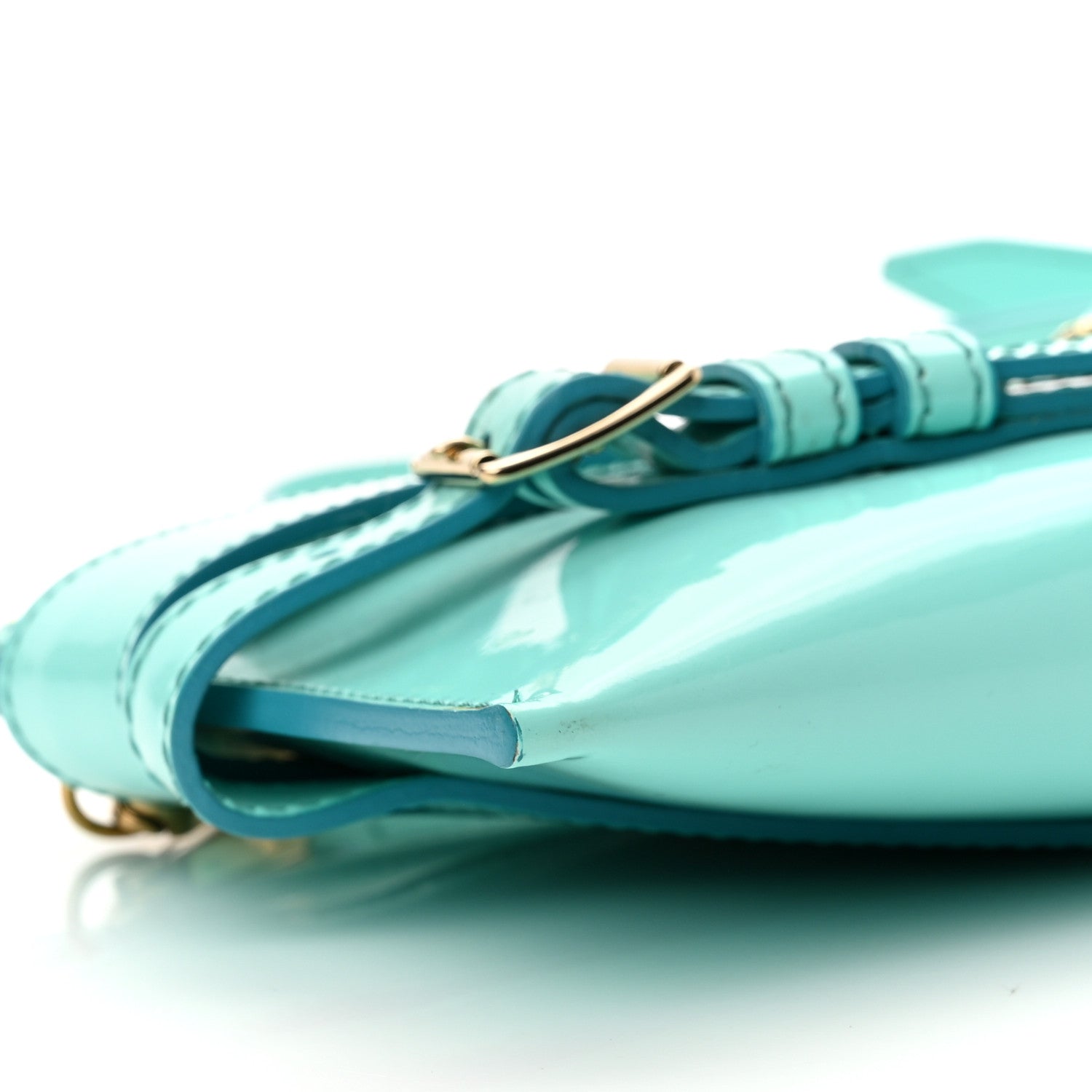 Burberry Patent Bridle Calfskin Parmoor Clutch Bag Turquoise 10 of 11