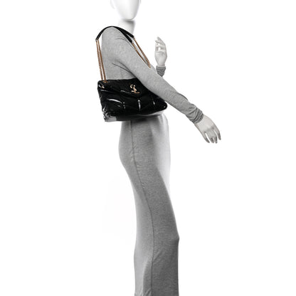 Saint Laurent Patent Quilted Small Loulou Puffer Monogram Chain Satchel Black 2 of 10