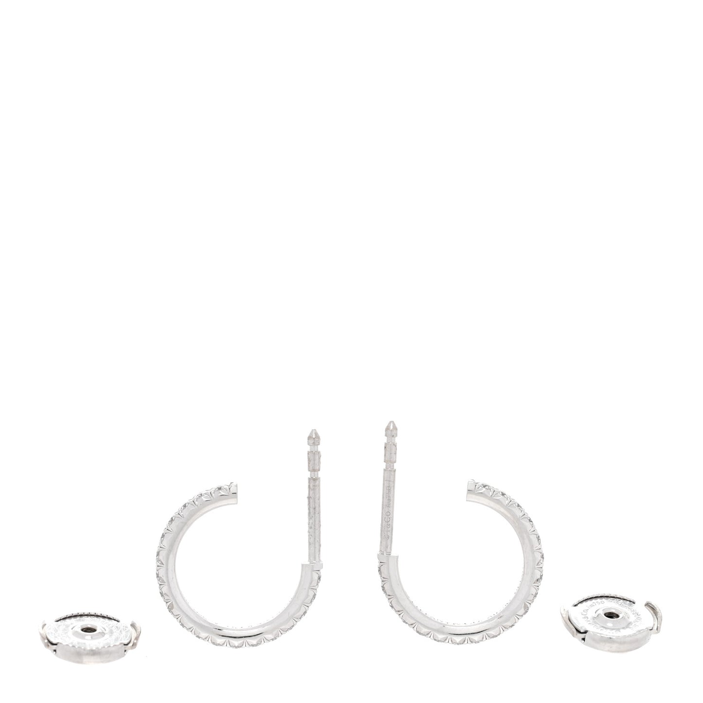 18K White Gold Diamond Small Metro Hoop Earrings