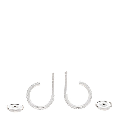 Tiffany 18K White Gold Diamond Small Metro Hoop Earrings 3 of 5