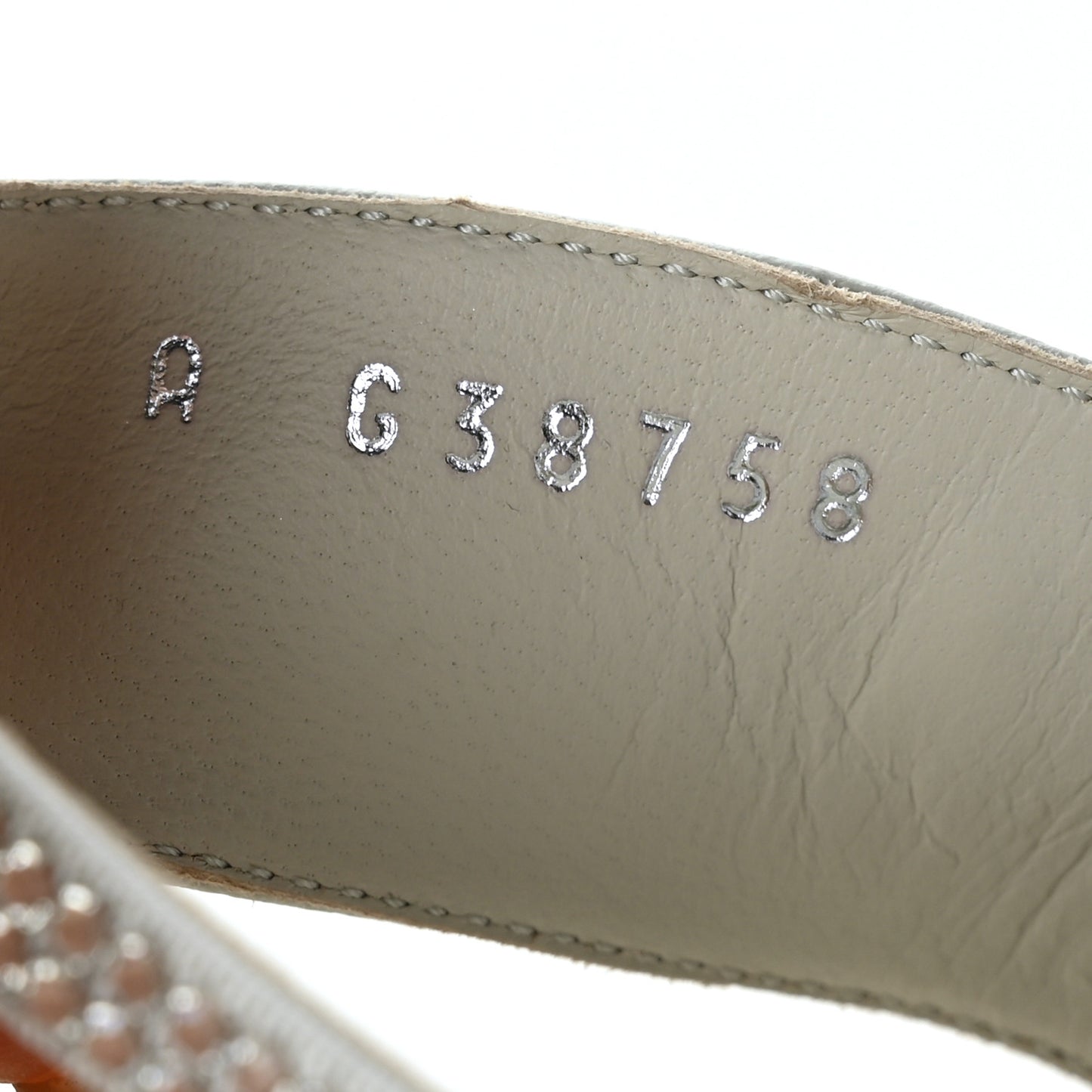 Grained Calfskin Strass CC Thong Sandals 37 Light Gray