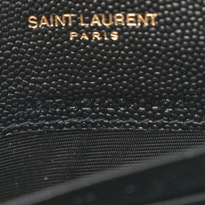 Saint Laurent Grain De Poudre Matelasse Chevron Monogram Envelope Chain Wallet Black 7 of 10