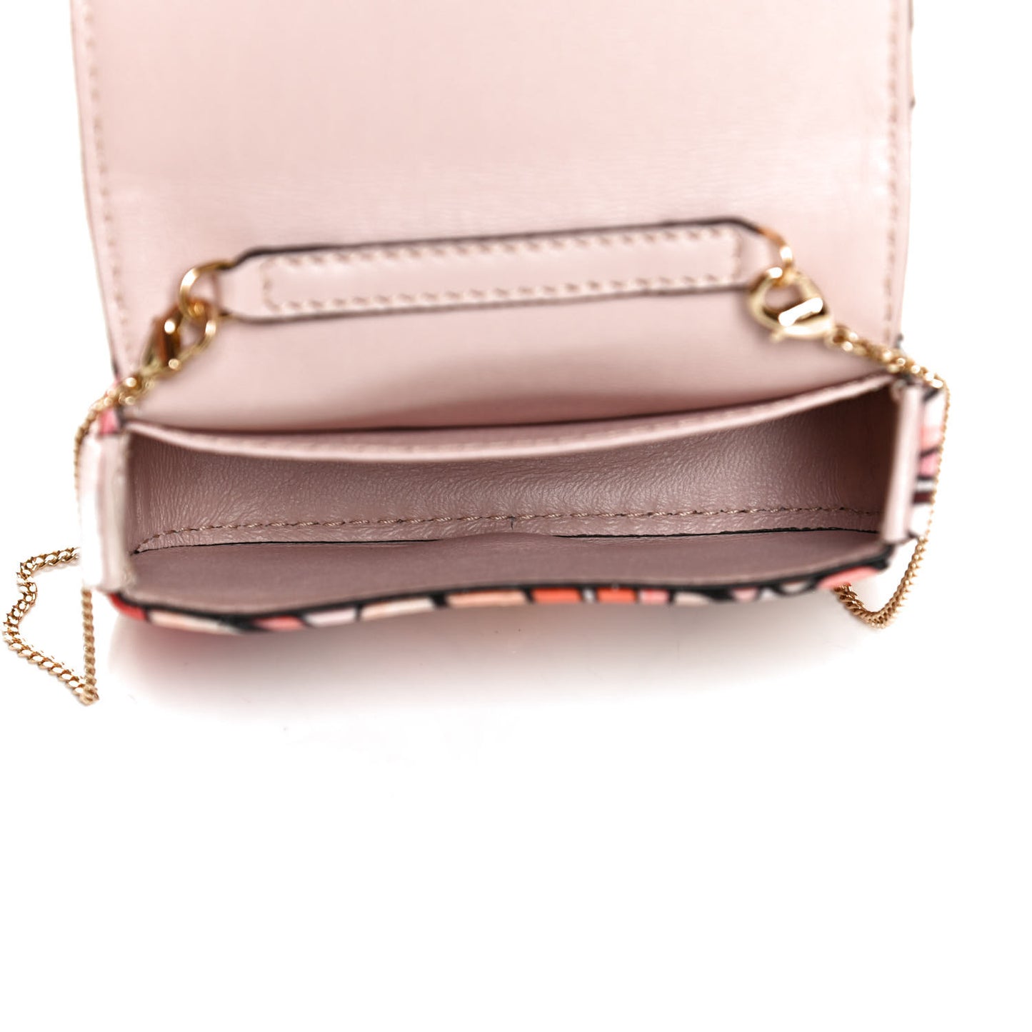 Stretch Satin Vitello Grace Floral Print Nano Baguette Charm Rose Multicolor Rosso Cardinale