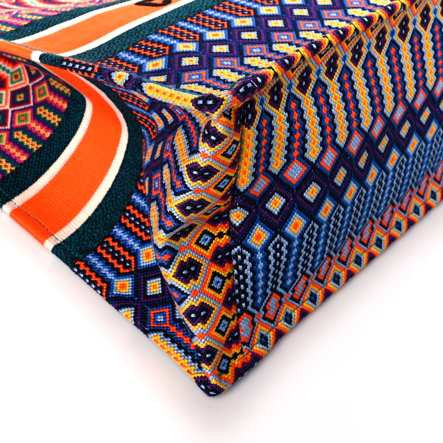 Canvas Embroidered Large Book Tote Orange Multicolor