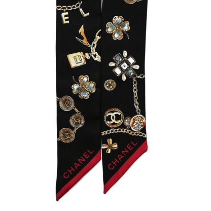 Chanel Silk CC Charms Slim Bandeau Scarf Black 2 of 3