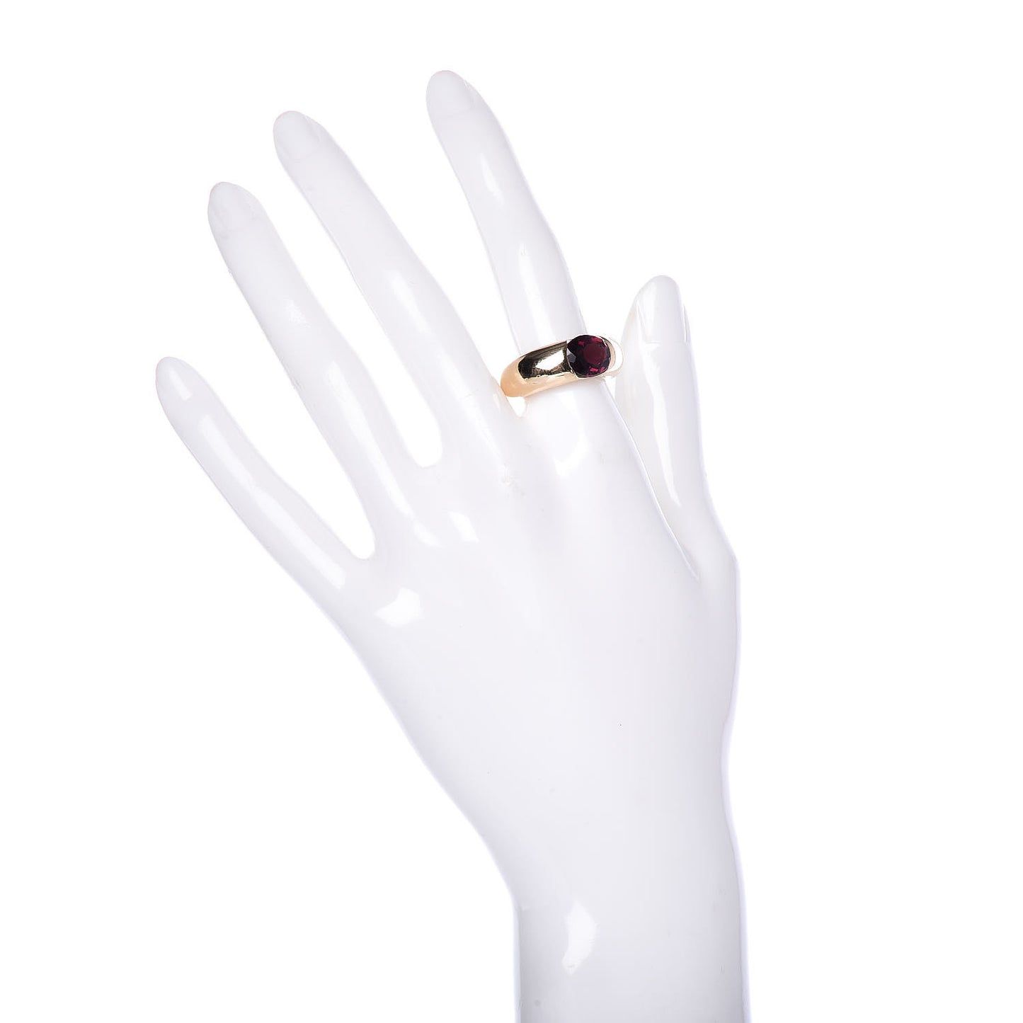 18K Yellow Gold Garnet Ellipse Ring 50 5.5