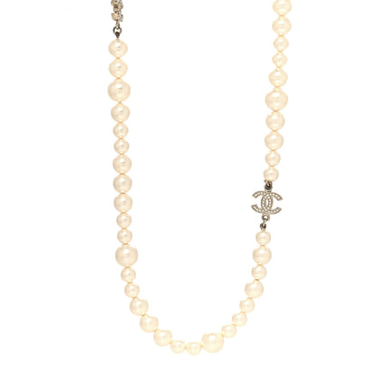 Chanel Graduated Pearl Crystal CC Long Necklace White 1 of 5