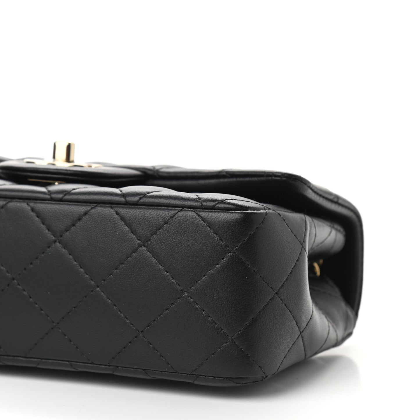 Lambskin Quilted Mini Rectangular Flap Black