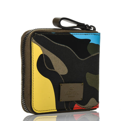 Valentino Garavani Nappa Canvas Camouflage Compact Zip Around Wallet Multicolor 3 of 7