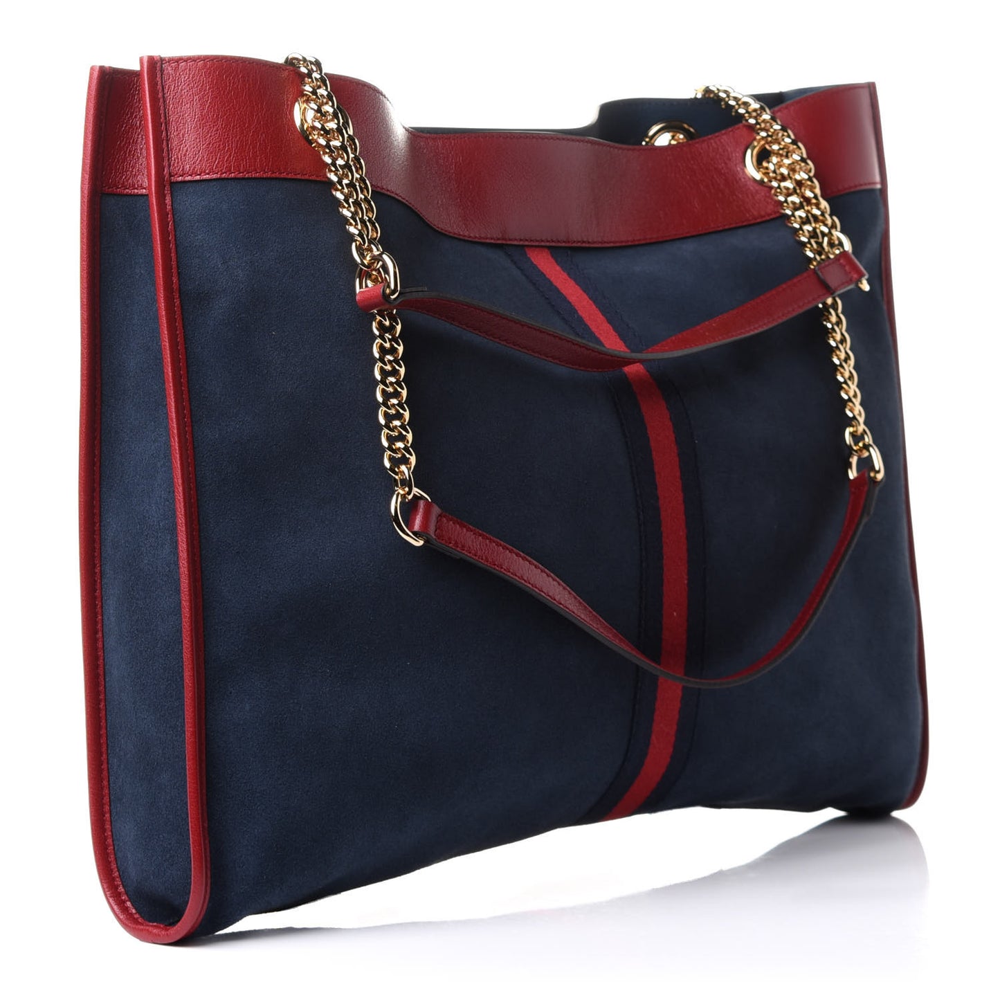 Suede Calfskin Large Rajah Chain Tote New Blue Romantic Cherry
