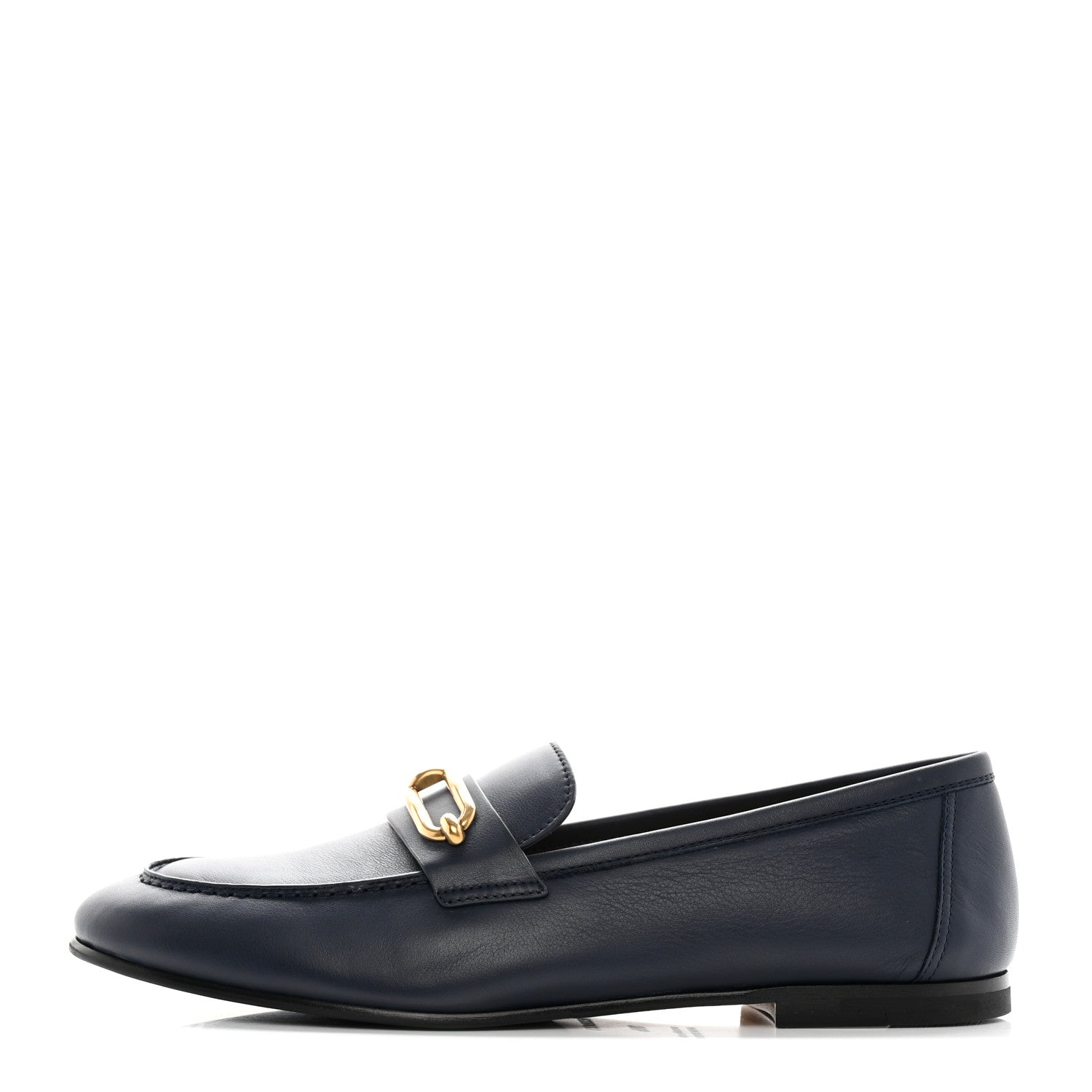Hermes Calfskin Womens Colette Loafers 38.5 Bleu Indigo 1 of 9