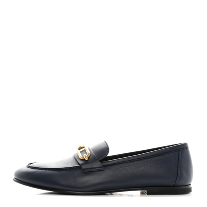 Hermes Calfskin Womens Colette Loafers 38.5 Bleu Indigo 1 of 9