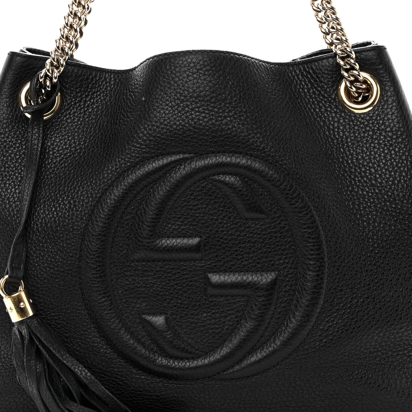 Pebbled Calfskin Medium Soho Chain Shoulder Bag Black