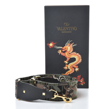 Valentino Garavani Canvas Camouflage Dragon Rockstud Guitar Strap 4 of 4
