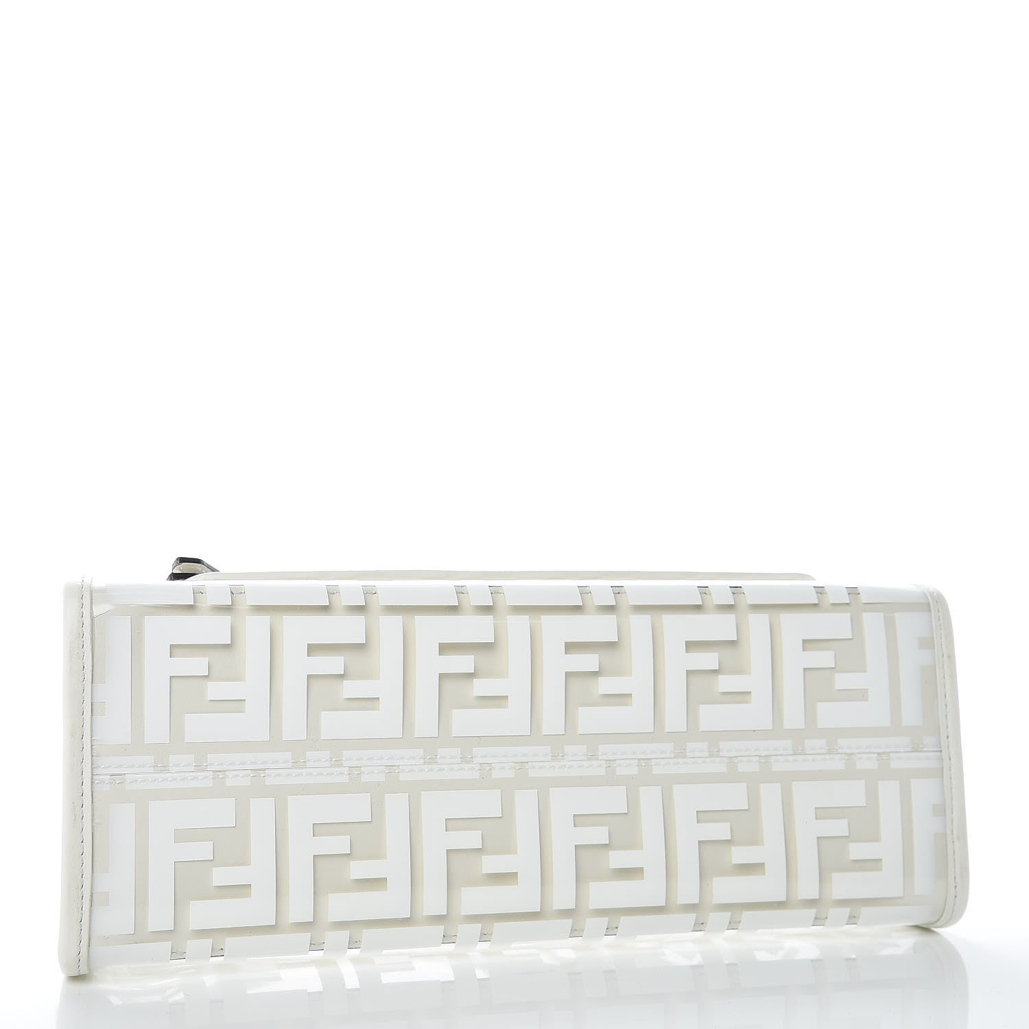 Fendi TPU FF Vitello Century Plexiglass Small Runaway Shopper Tote White 4 of 9