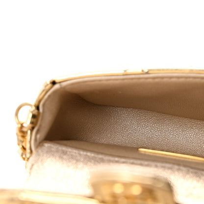 Chanel Metallic Mirror Calfskin Micro Top Handle Clutch With Chain Gold 5 of 10