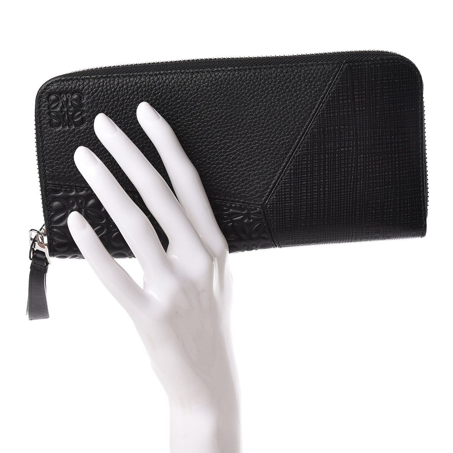 Calfskin Puzzle Open Wallet Black