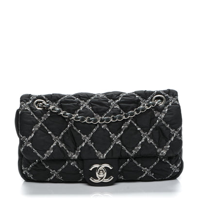 Chanel Nylon Quilted Tweed Stitch Medium Bubble Flap Black 1 of 8